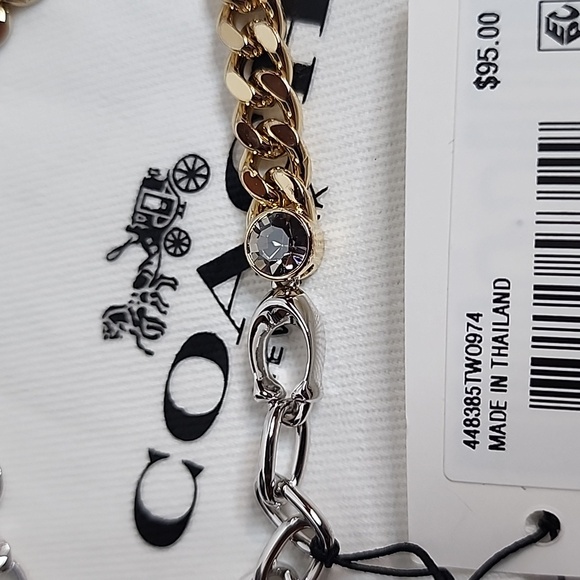 Coach Silver/Gold Chain Link Bracelet With Gemstone NWT - Picture 5 of 7